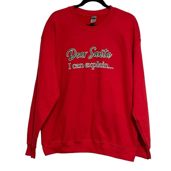 Other - CHRISTMAS DEAR SANTA I‎ CAN EXPLAIN Red & White/Green Sweatshirt Unisex Heavy LG